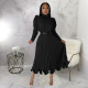 Fashion Puff Sleeve Pullover Ruffles Ruched Skirts Two Piece Set YF-10322