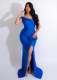 Sexy Solid Slash Shoulder Split Evening Dress LSD-83157