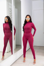 Solid Color Casual Sports Bodysuit And Tight Pant Two Piece Sets CM-8641
