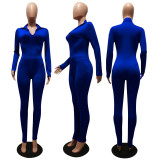 Solid Color Casual Sports Bodysuit And Tight Pant Two Piece Sets CM-8641
