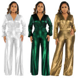 Sexy V Neck Lantern Sleeve Jumpsuit YF-10317