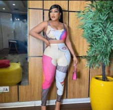 Fashion Print Tank Top And Tight Pant Two Piece Set WMEF-20808
