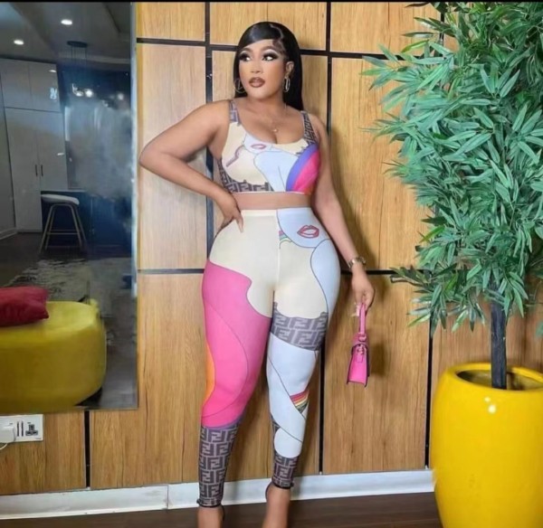 Fashion Print Tank Top And Tight Pant Two Piece Set WMEF-20808