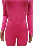 Solid Color Casual Sports Bodysuit And Tight Pant Two Piece Sets CM-8641