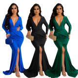 Sexy Deep V Neck Split Evening Dress LSD-83156