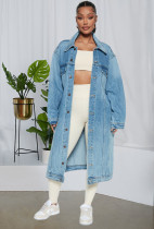 Plus Size Fashion Long Sleeve Denim Long Coat LX-5526
