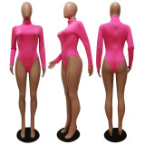 Solid Color Casual Sports Bodysuit And Tight Pant Two Piece Sets CM-8641