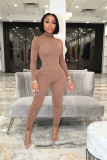 Solid Color Casual Sports Bodysuit And Tight Pant Two Piece Sets CM-8641