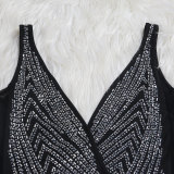 Plus Size Sexy Hot Drilling Perspective Sleeveless Irregular Dress NY-2526