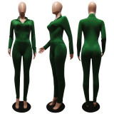 Solid Color Casual Sports Bodysuit And Tight Pant Two Piece Sets CM-8641