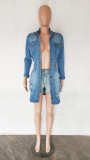 Sexy Backless Single Breasted Denim Mini Dress LX-6949