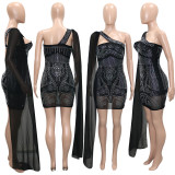 Sexy Hollow Out Hot Drilling Backless Mini Dress SH-390418