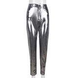 Bright Zipper Tight Sexy Casual Pants GBTF-7291
