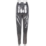 Bright Zipper Tight Sexy Casual Pants GBTF-7291