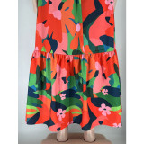 Plus Size Sexy Fashion Printed Sling Maxi Dress(Without Belt) SSNF-211259