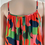 Plus Size Sexy Fashion Printed Sling Maxi Dress(Without Belt) SSNF-211259