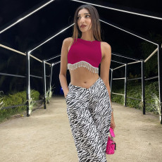 Sexy Tassel Diamond Short Tank Tops GBTF-6881