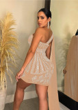 Sexy Hollow Out Hot Drilling Backless Mini Dress SH-390418