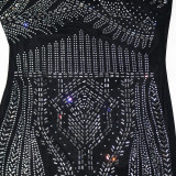 Sexy Hollow Out Hot Drilling Backless Mini Dress SH-390418
