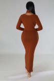 Solid Color High Collar Tank Top And Split Dress Two Piece SetZDF-31263