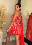 Sexy Hollow Out Hot Drilling Backless Mini Dress SH-390418