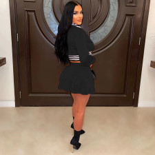 Rib Splicing Zipper Baseball Jacket And Skirt Two Piece Set WSM-5337