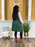 Casual Solid Color Cardigan Sleeveless Knitted Vest TR-1234