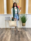 Casual Solid Color Cardigan Sleeveless Knitted Vest TR-1234