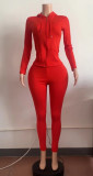 Casual Solid Zipper Hooded Coat+Pant Slim Two Piece Set FSL-F117