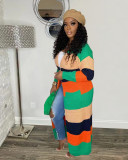 Color Contrast Knits Long Cardigan Coat TR-1231