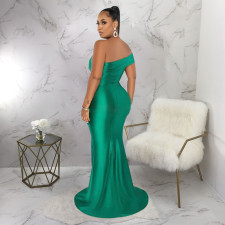 Sexy Solid Color Off Shoulder Split Maxi Dresses YF-10331
