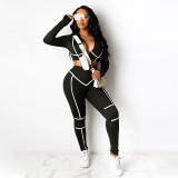Tight Sports Casual Crop Coat And Pants Set YF-9695