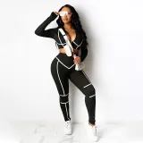 Tight Sports Casual Crop Coat And Pants Set YF-9695