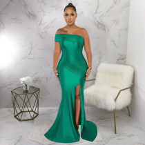 Sexy Solid Color Off Shoulder Split Maxi Dresses YF-10331