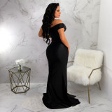 Sexy Solid Color Off Shoulder Split Maxi Dresses YF-10331