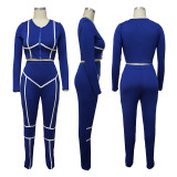 Tight Sports Casual Crop Coat And Pants Set YF-9695