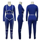 Tight Sports Casual Crop Coat And Pants Set YF-9695