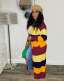 Color Contrast Knits Long Cardigan Coat TR-1231
