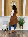 Casual Solid Color Cardigan Sleeveless Knitted Vest TR-1234