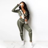 Tight Sports Casual Crop Coat And Pants Set YF-9695