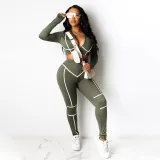 Tight Sports Casual Crop Coat And Pants Set YF-9695