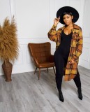 Plaid Print Split Long Coat OMY-81062