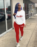 Casual Print Long Sleeve Two Piece Pants Set SHD-9401