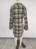 Casual Long Sleeve Plaid Shirt Dress MIL-L369