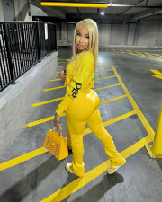 Letter Print Long Sleeve Crop Tops Pant Two Piece Set LSD-83159