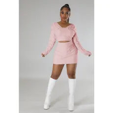 Solid Knits Long Sleeve Sweater Mini Dress GDYF-6912