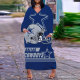 Plus Size Print V Neck Loose Maxi Dress NY-2592