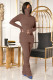 Solid Color High Collar Tops And Ruched Pant Two Piece Set OMY-81063
