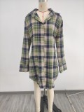 Casual Long Sleeve Plaid Shirt Dress MIL-L369