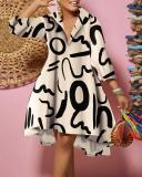 Fashion Print Big Swing Shirt Dress GSRX-7012